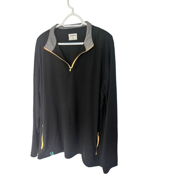 Chubbies Mens Black Gray Quarter-Zip Pullover Yellow Accents Sz L - Picture 3 of 8